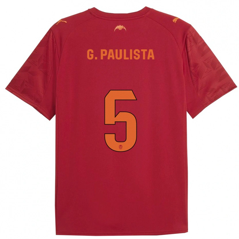 Danxen Enfant Maillot Gabriel Paulista #5 Rouge Orange Tenues Extérieur 2025/26 T-Shirt