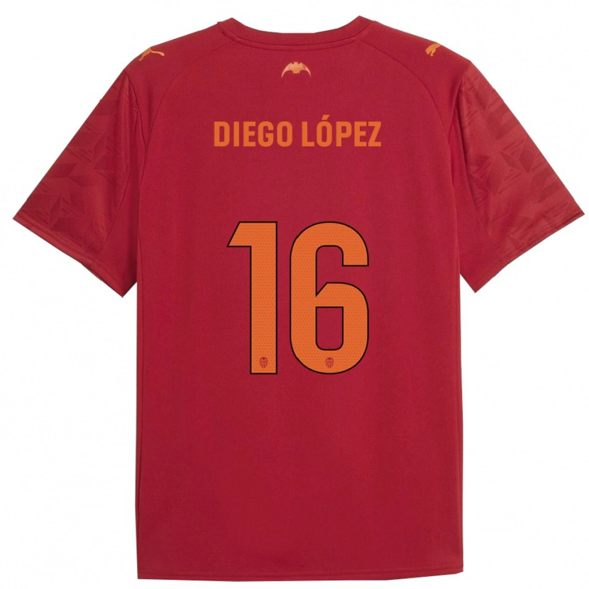 Danxen Enfant Maillot Diego López #16 Rouge Orange Tenues Extérieur 2025/26 T-Shirt