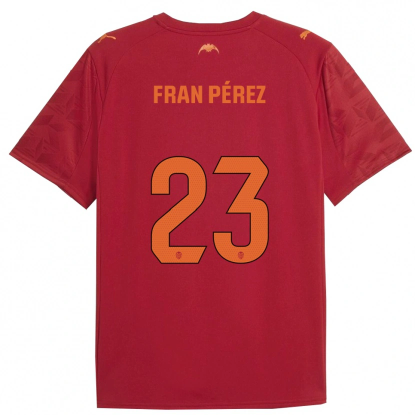 Danxen Enfant Maillot Fran Pérez #23 Rouge Orange Tenues Extérieur 2025/26 T-Shirt