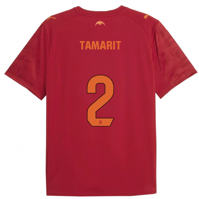 Danxen Enfant Maillot Sara Tamarit Verdeguer #2 Rouge Orange Tenues Extérieur 2025/26 T-Shirt