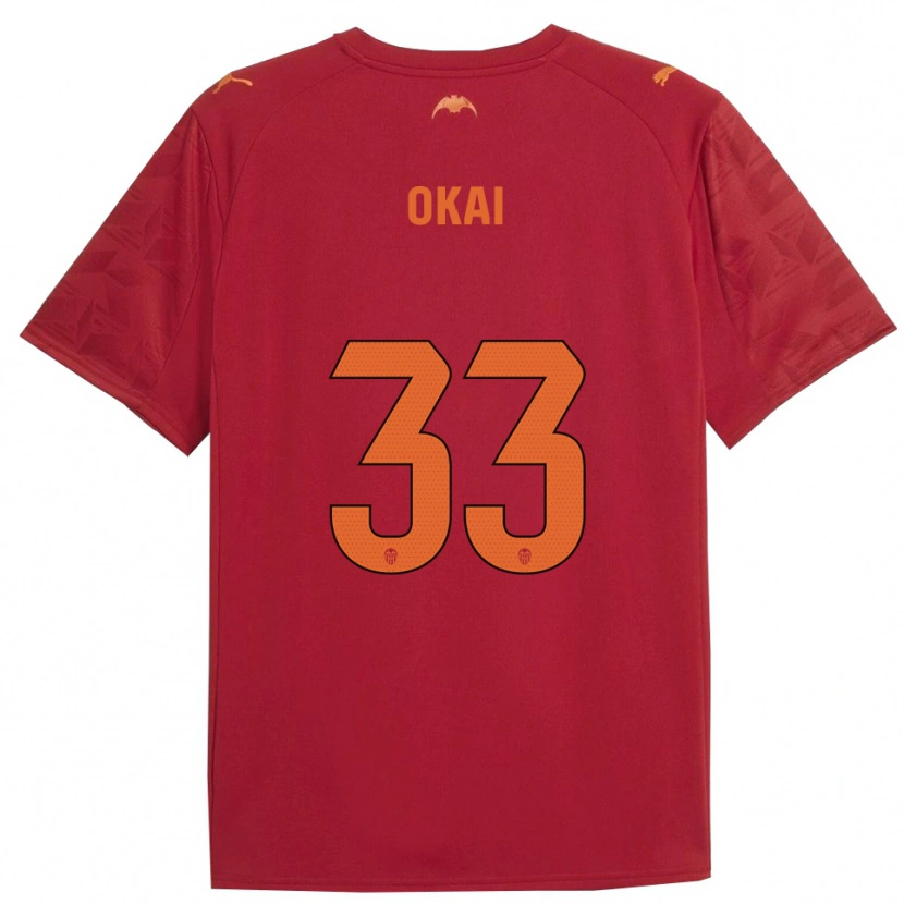Danxen Enfant Maillot Leslie Okai #33 Rouge Orange Tenues Extérieur 2025/26 T-Shirt
