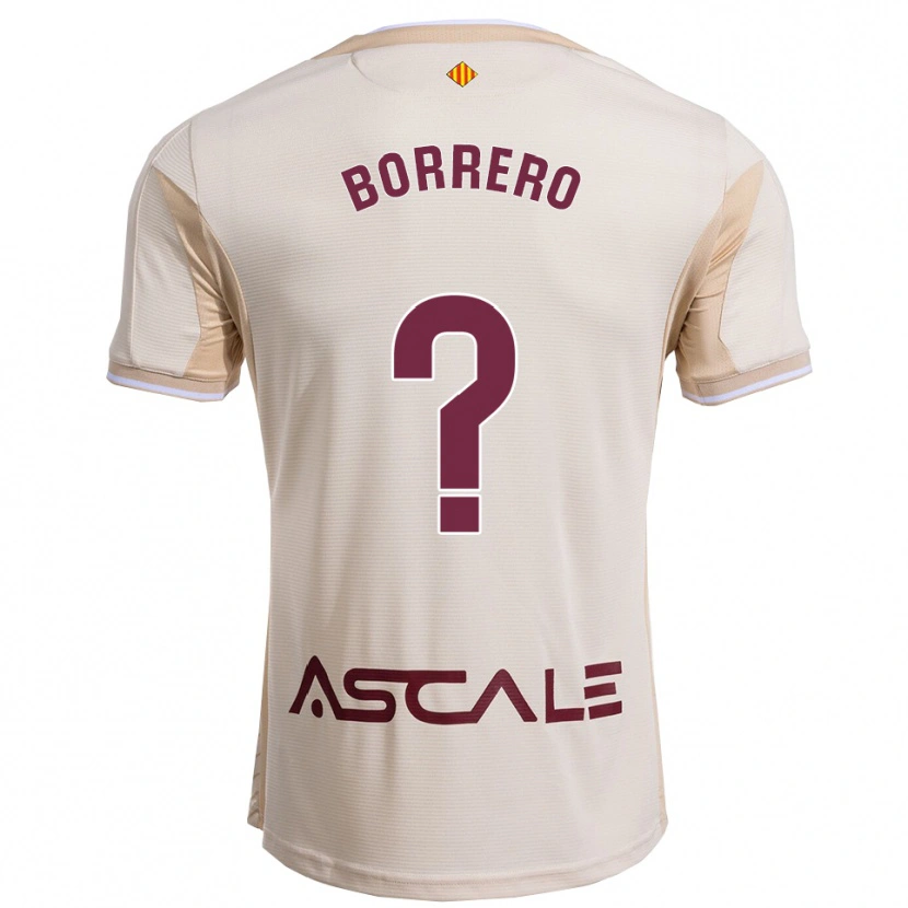 Danxen Enfant Maillot Juanma Borrero #0 Blanc Cassé Bourgogne Tenues Extérieur 2025/26 T-Shirt