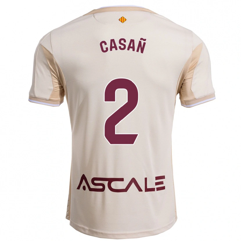 Danxen Enfant Maillot Jorge Casañ #2 Blanc Cassé Bourgogne Tenues Extérieur 2025/26 T-Shirt