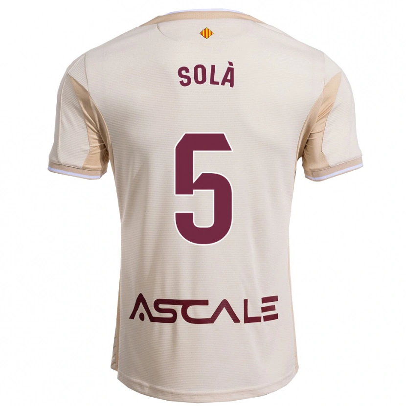 Danxen Enfant Maillot Arnau Solà #5 Blanc Cassé Bourgogne Tenues Extérieur 2025/26 T-Shirt