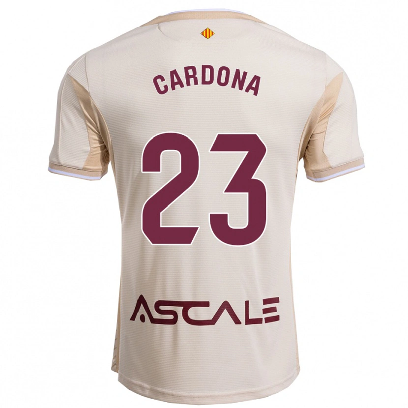 Danxen Enfant Maillot Sergi Cardona #23 Blanc Cassé Bourgogne Tenues Extérieur 2025/26 T-Shirt