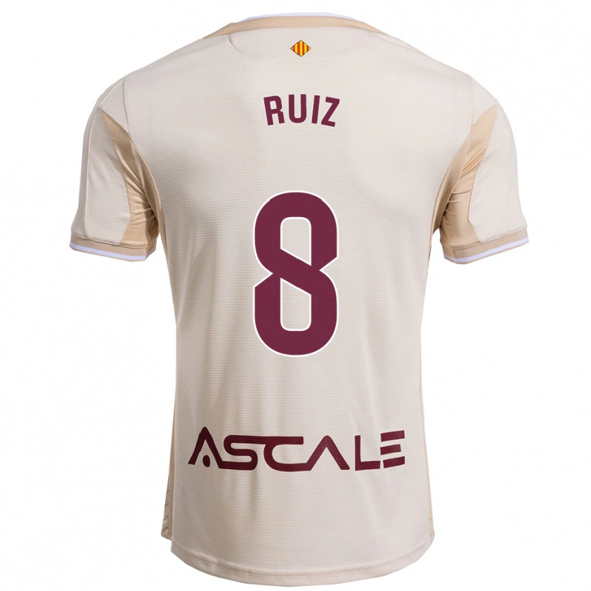 Danxen Enfant Maillot Adri Ruiz #8 Blanc Cassé Bourgogne Tenues Extérieur 2025/26 T-Shirt
