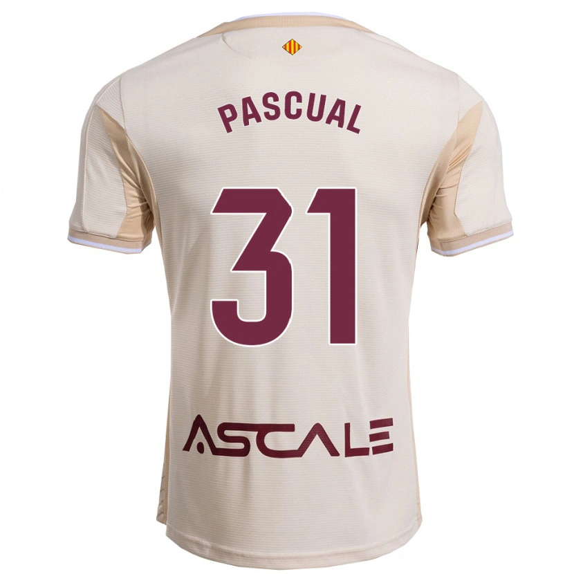 Danxen Enfant Maillot Pablo Pascual #31 Blanc Cassé Bourgogne Tenues Extérieur 2025/26 T-Shirt