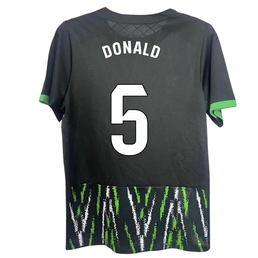 Danxen Enfant Maillot John Donald #5 Noir Vert Tenues Extérieur 2025/26 T-Shirt
