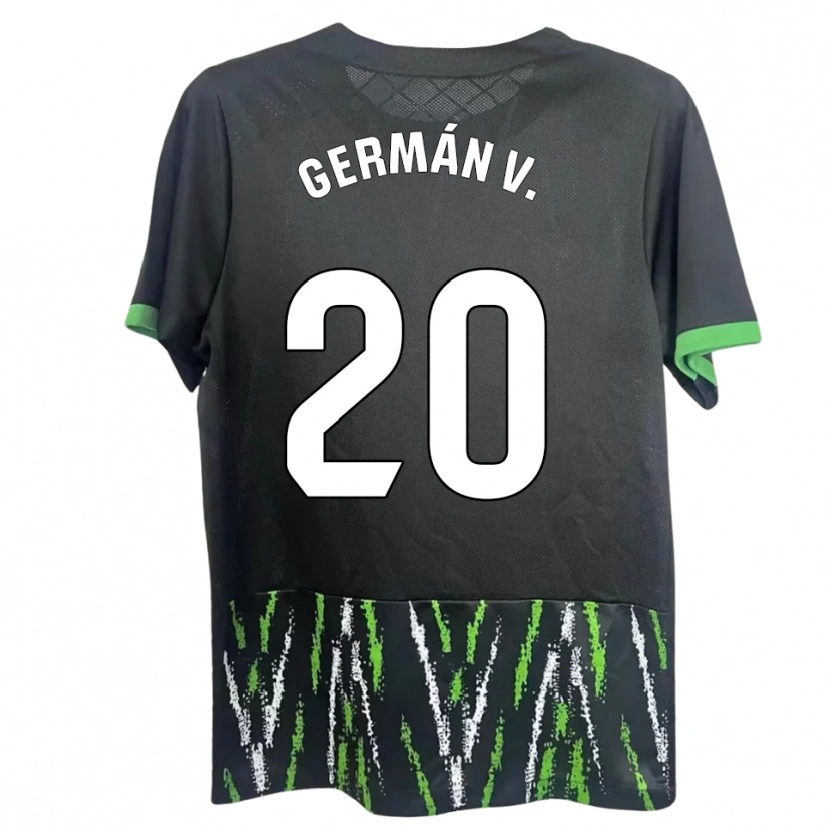 Danxen Enfant Maillot Germán Valera #20 Noir Vert Tenues Extérieur 2025/26 T-Shirt