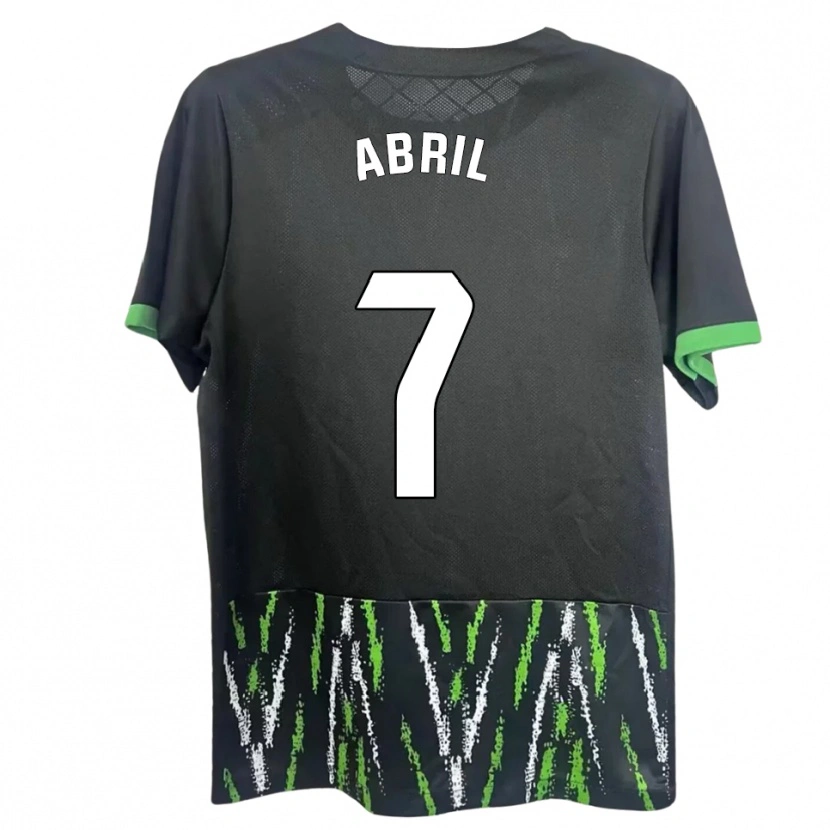 Danxen Enfant Maillot Abril Pazos Amores #7 Noir Vert Tenues Extérieur 2025/26 T-Shirt