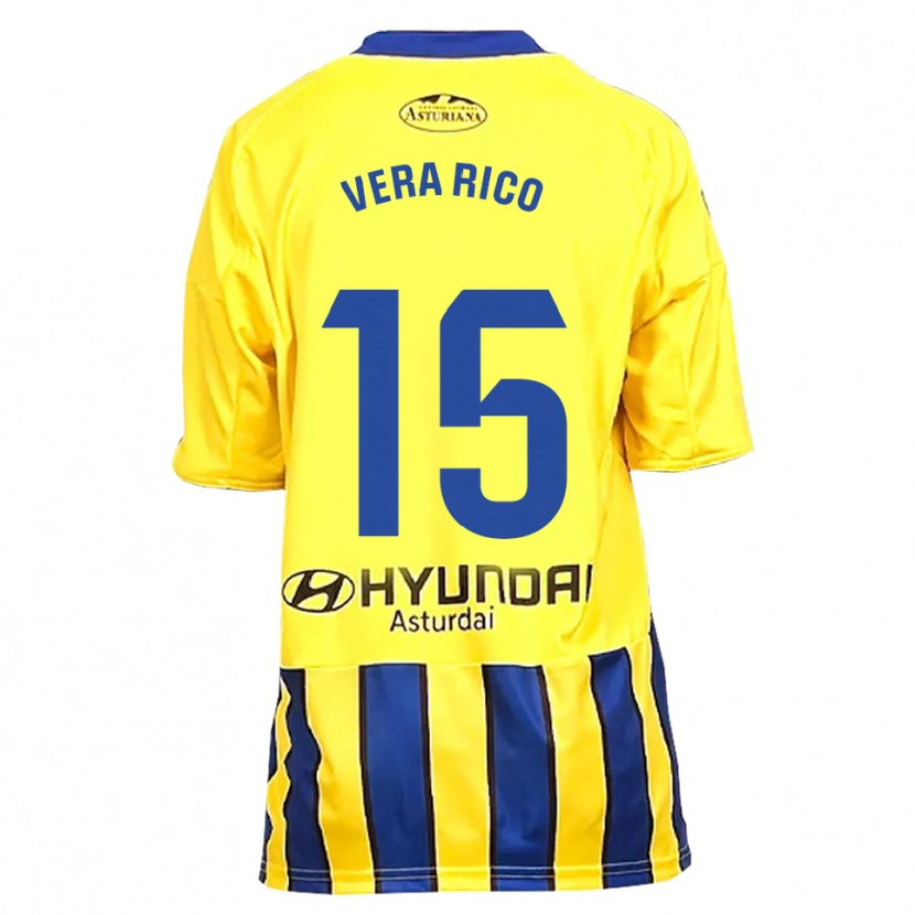 Danxen Enfant Maillot Vera Rico Trilles #15 Jaune Bleu Tenues Extérieur 2025/26 T-Shirt