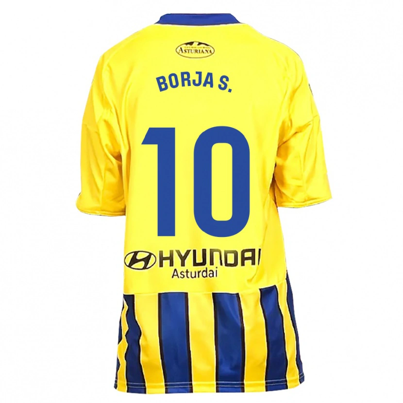Danxen Enfant Maillot Borja Sánchez #10 Jaune Bleu Tenues Extérieur 2025/26 T-Shirt