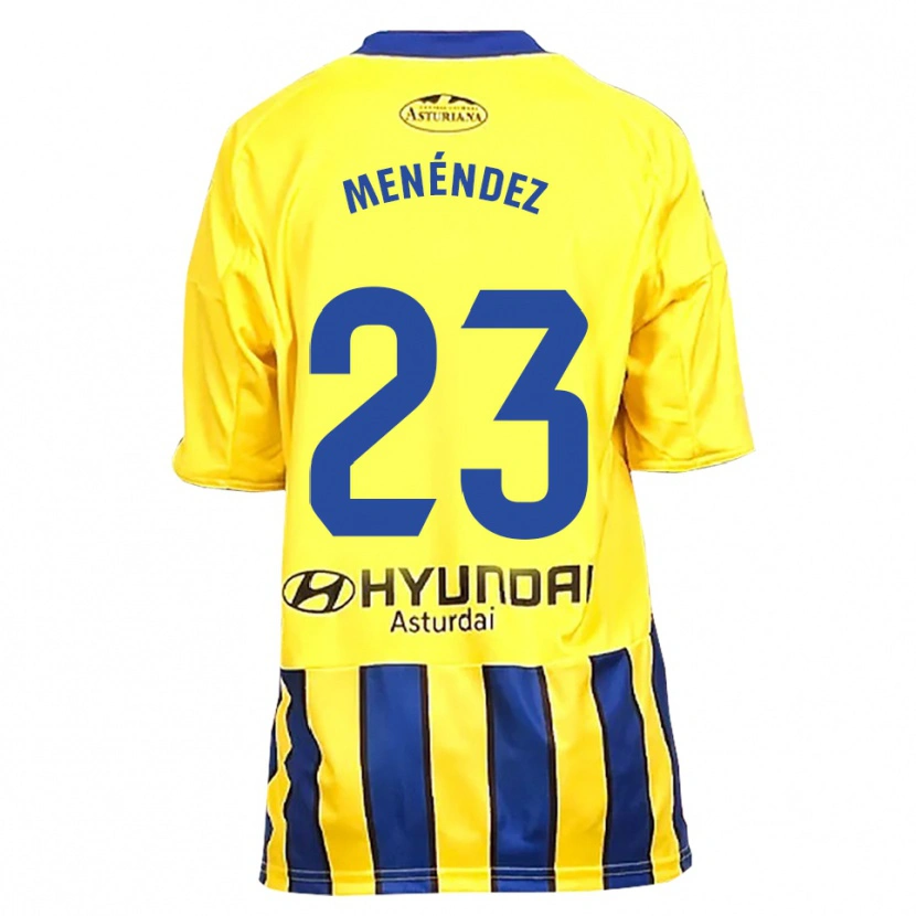 Danxen Enfant Maillot Diego Menéndez #23 Jaune Bleu Tenues Extérieur 2025/26 T-Shirt