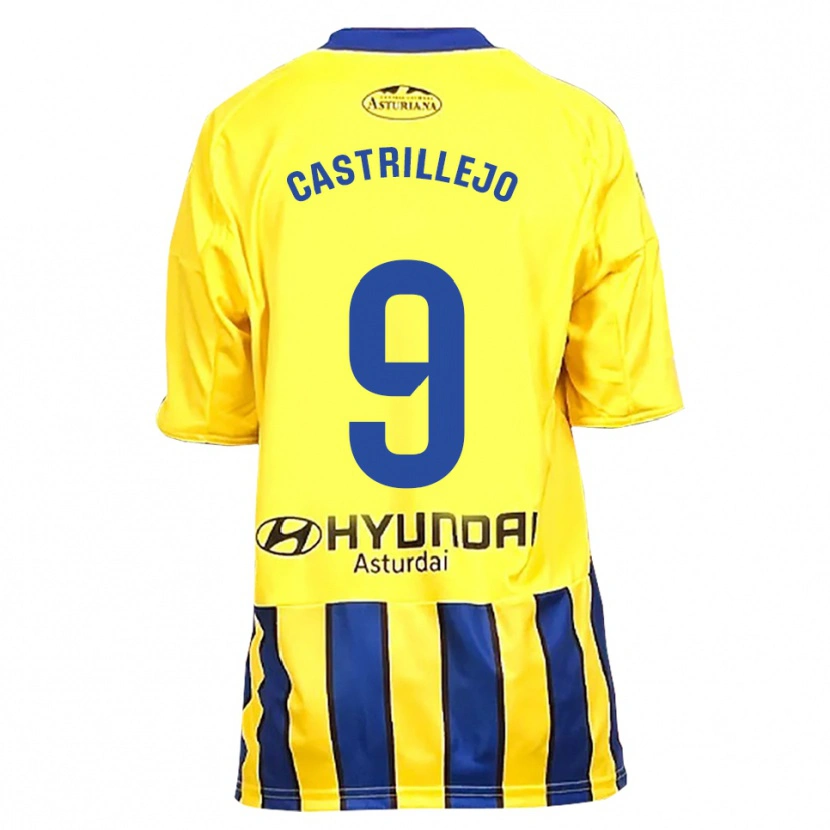 Danxen Enfant Maillot Guillermo Castrillejo #9 Jaune Bleu Tenues Extérieur 2025/26 T-Shirt