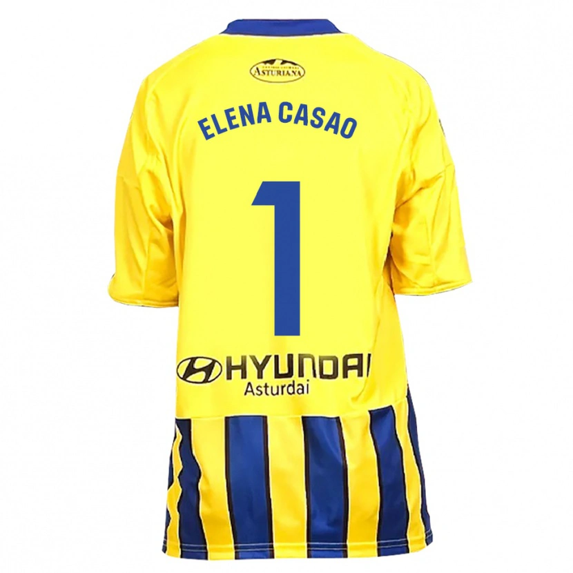 Danxen Enfant Maillot Elena Casao López #1 Jaune Bleu Tenues Extérieur 2025/26 T-Shirt