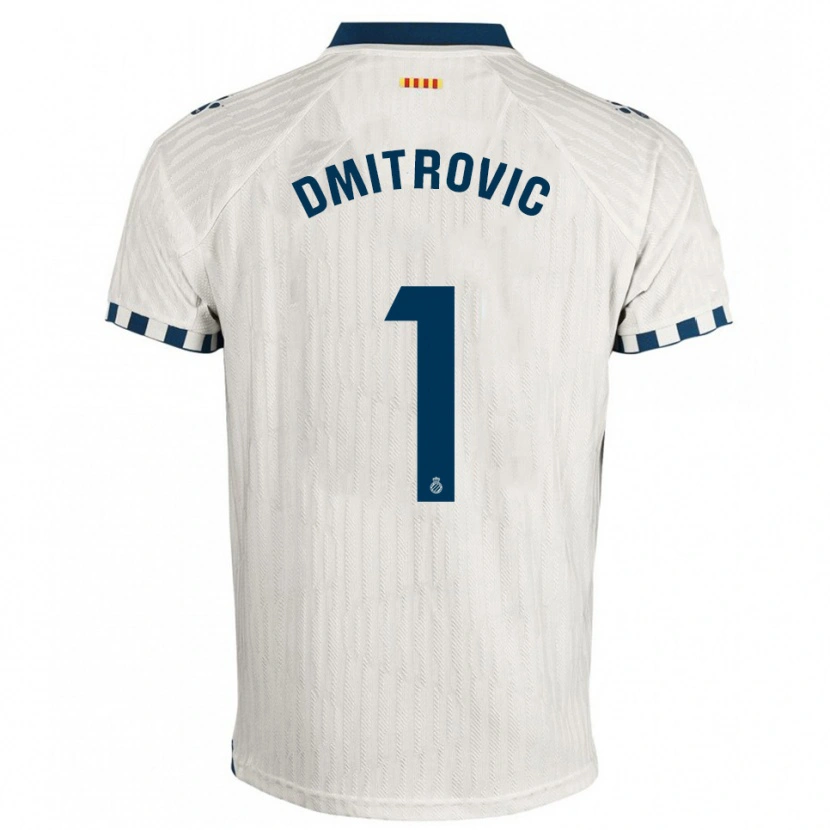 Danxen Enfant Maillot Marko Dmitrovic #1 Blanc Bleu Tenues Extérieur 2025/26 T-Shirt
