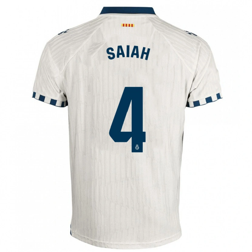 Danxen Enfant Maillot Rachid Saiah #4 Blanc Bleu Tenues Extérieur 2025/26 T-Shirt