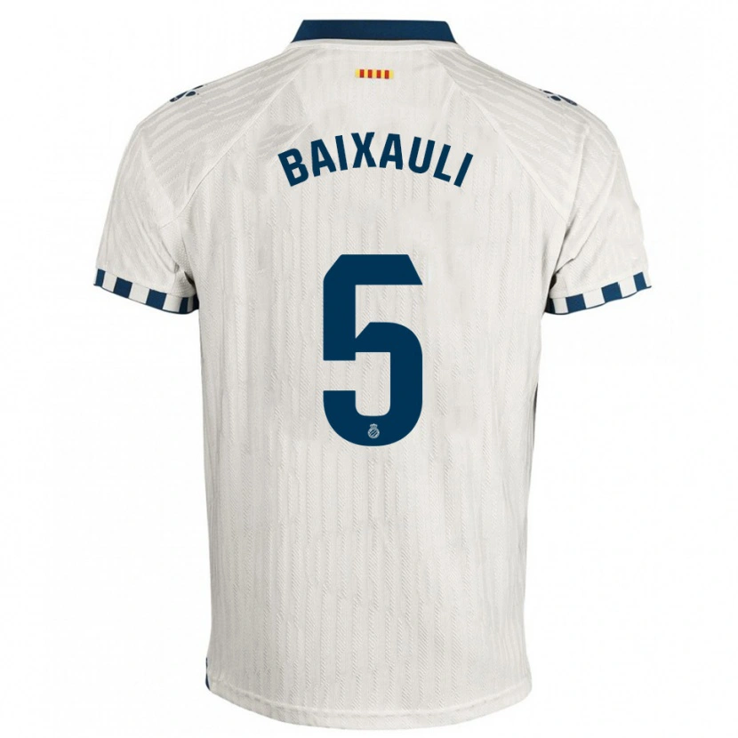 Danxen Enfant Maillot Iker Baixauli #5 Blanc Bleu Tenues Extérieur 2025/26 T-Shirt
