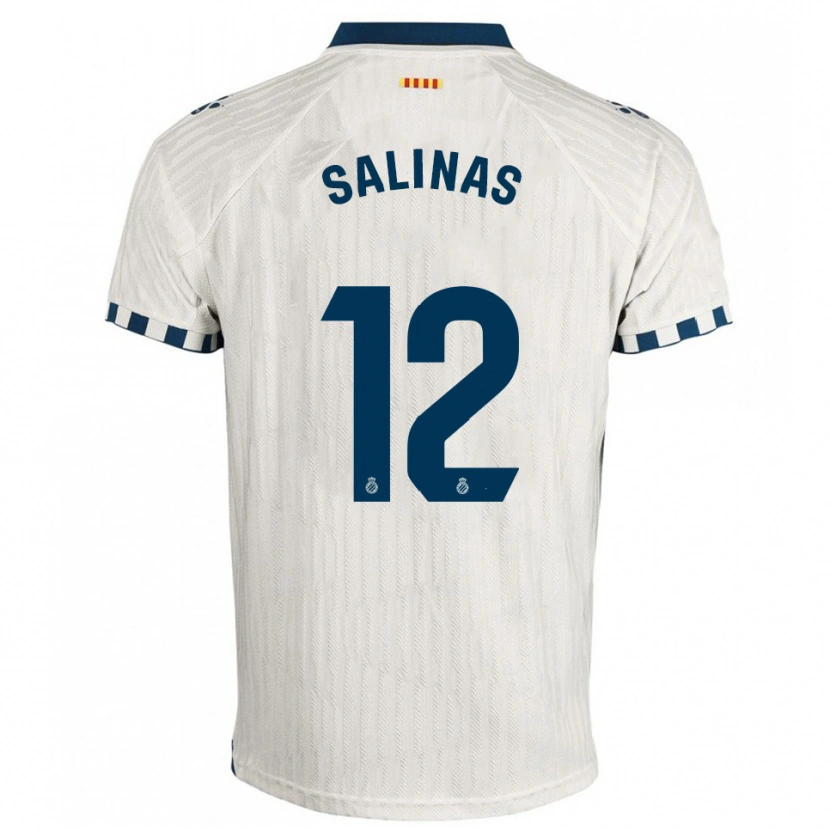 Danxen Enfant Maillot José Salinas #12 Blanc Bleu Tenues Extérieur 2025/26 T-Shirt