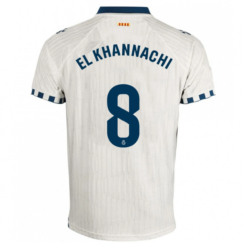 Danxen Enfant Maillot Youssef El Khannachi #8 Blanc Bleu Tenues Extérieur 2025/26 T-Shirt