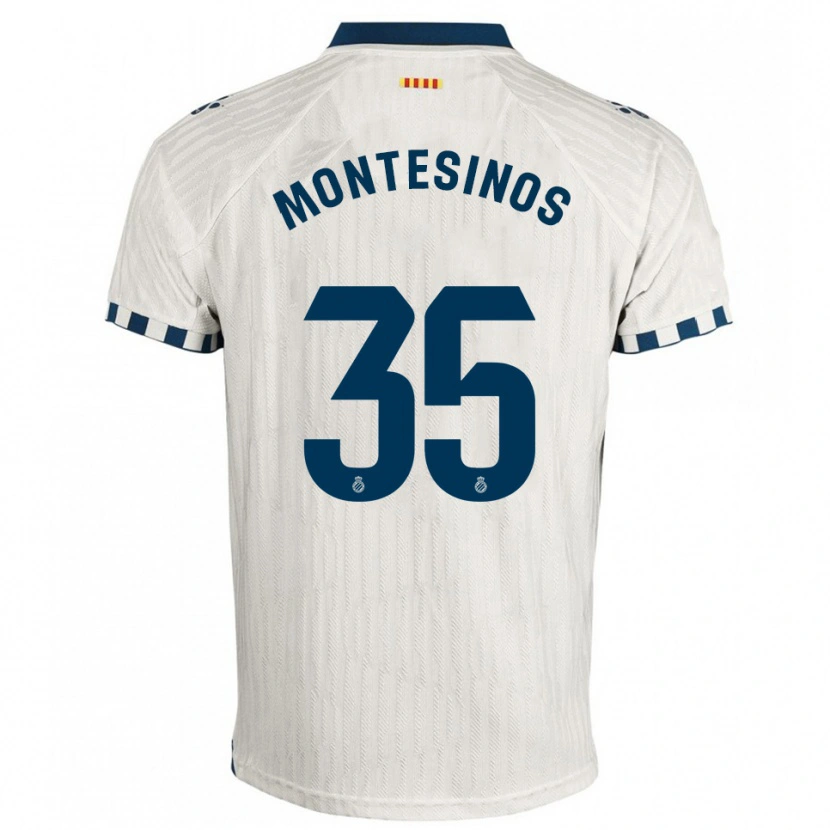 Danxen Enfant Maillot Pol Montesinos #35 Blanc Bleu Tenues Extérieur 2025/26 T-Shirt