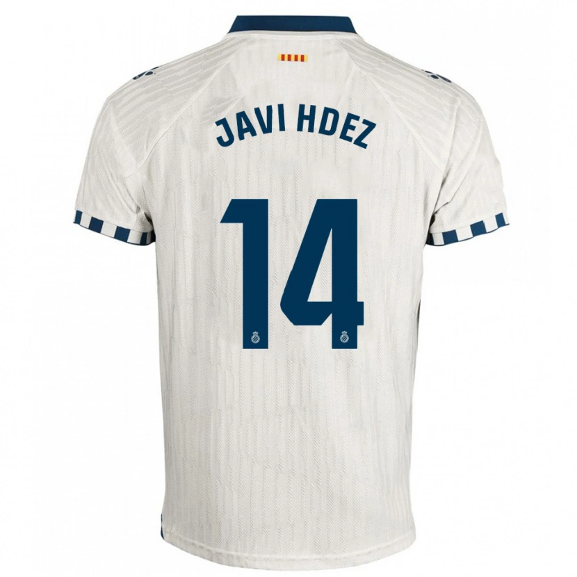 Danxen Enfant Maillot Javi Hernández #14 Blanc Bleu Tenues Extérieur 2025/26 T-Shirt