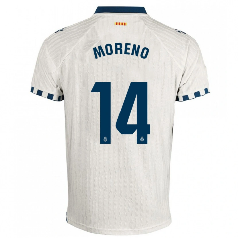 Danxen Enfant Maillot Jan Moreno #14 Blanc Bleu Tenues Extérieur 2025/26 T-Shirt