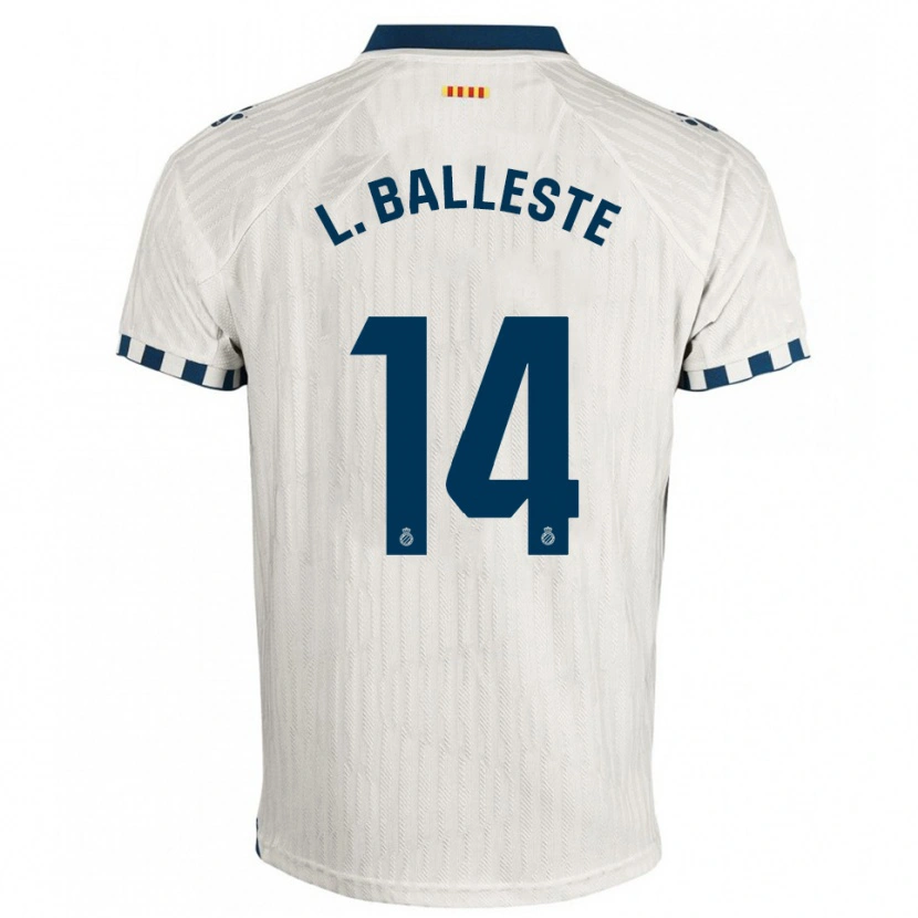 Danxen Enfant Maillot Laia Balleste Sciora #14 Blanc Bleu Tenues Extérieur 2025/26 T-Shirt