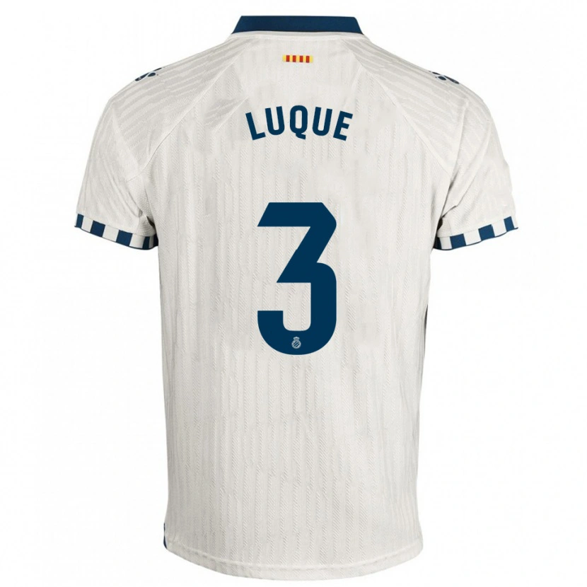 Danxen Enfant Maillot Gerard Luque #3 Blanc Bleu Tenues Extérieur 2025/26 T-Shirt