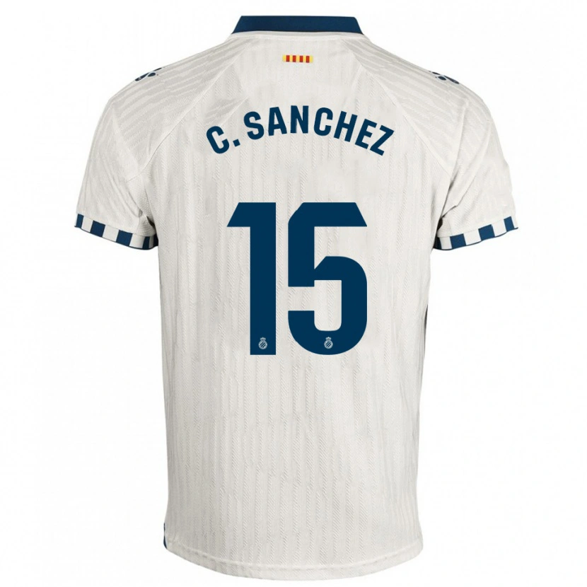 Danxen Enfant Maillot Carlos Sánchez #15 Blanc Bleu Tenues Extérieur 2025/26 T-Shirt