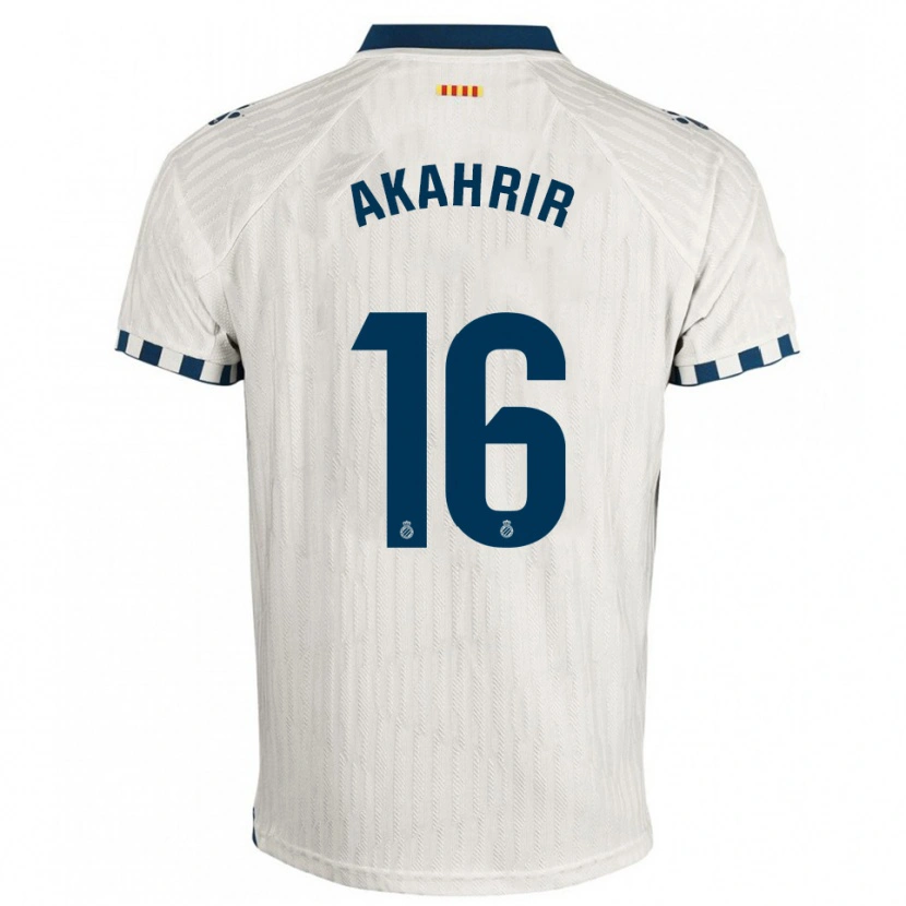Danxen Enfant Maillot Mohamed Akahrir #16 Blanc Bleu Tenues Extérieur 2025/26 T-Shirt