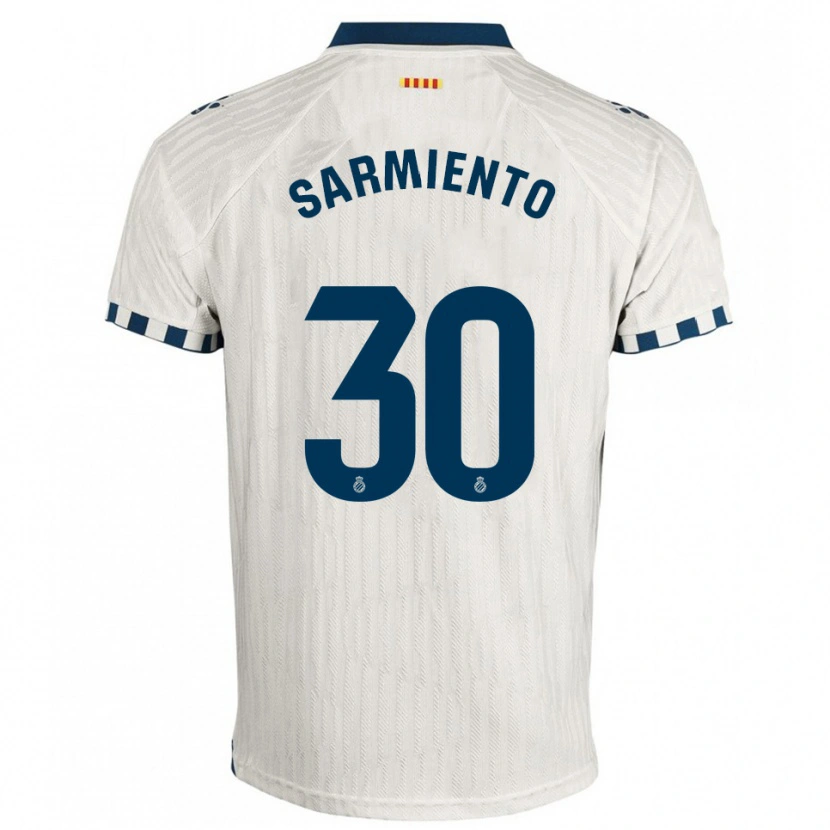 Danxen Enfant Maillot Izan Sarmiento #30 Blanc Bleu Tenues Extérieur 2025/26 T-Shirt