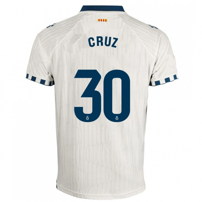 Danxen Enfant Maillot Denis Cruz #30 Blanc Bleu Tenues Extérieur 2025/26 T-Shirt
