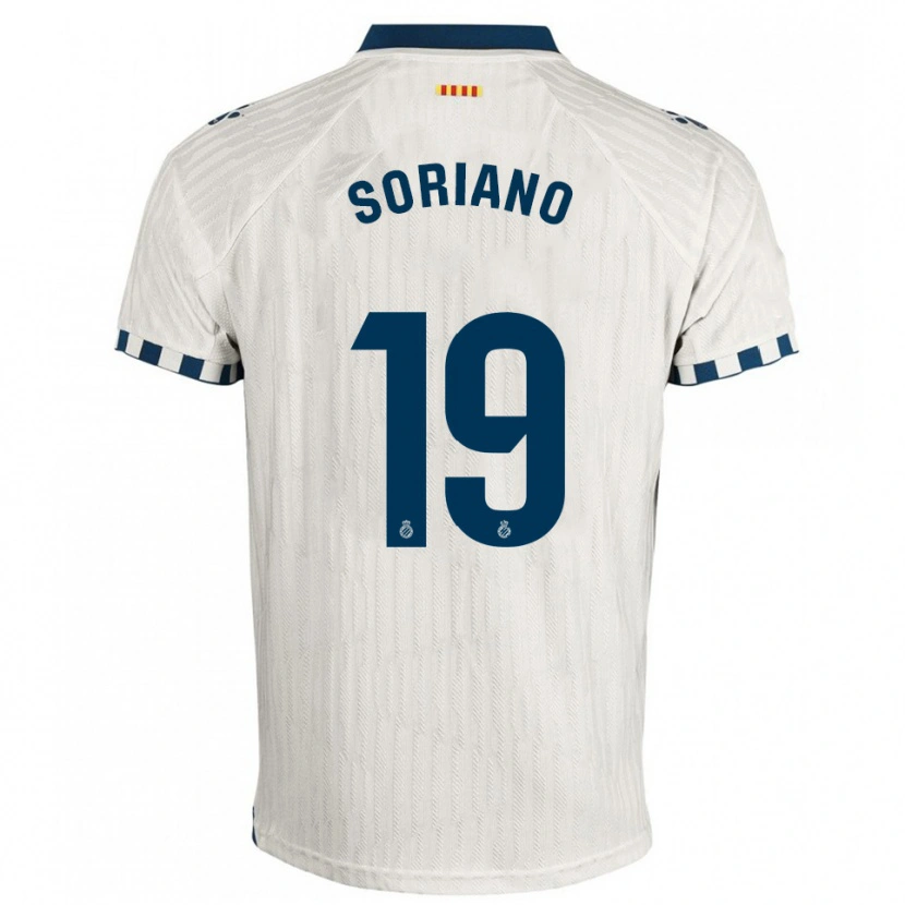 Danxen Enfant Maillot Aarón Soriano #19 Blanc Bleu Tenues Extérieur 2025/26 T-Shirt