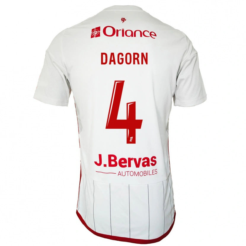 Danxen Enfant Maillot Maxime Dagorn #4 Blanc Rouge Tenues Extérieur 2025/26 T-Shirt