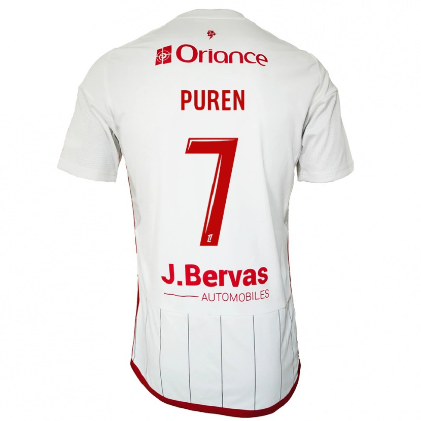 Danxen Enfant Maillot Matthieu Puren #7 Blanc Rouge Tenues Extérieur 2025/26 T-Shirt