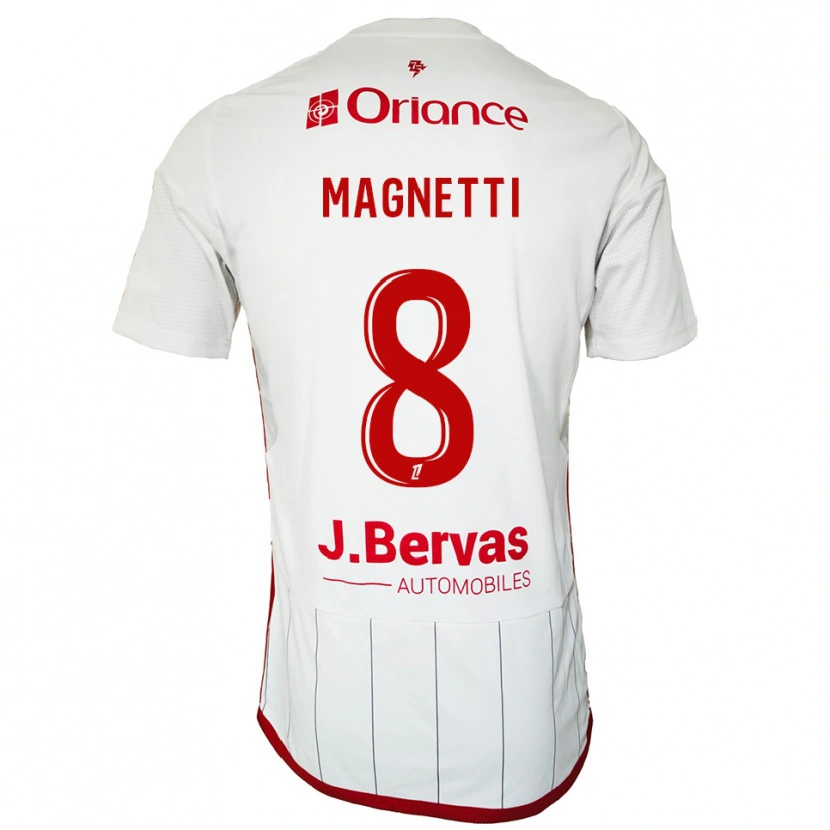 Danxen Enfant Maillot Hugo Magnetti #8 Blanc Rouge Tenues Extérieur 2025/26 T-Shirt