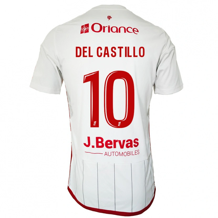 Danxen Enfant Maillot Romain Del Castillo #10 Blanc Rouge Tenues Extérieur 2025/26 T-Shirt