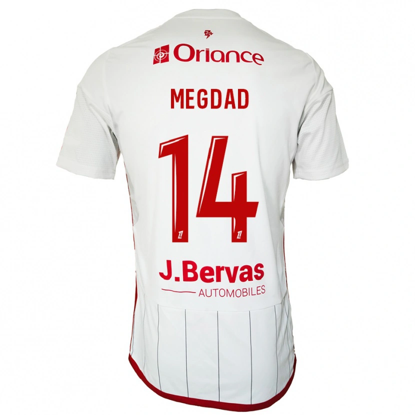 Danxen Enfant Maillot Noa Megdad #14 Blanc Rouge Tenues Extérieur 2025/26 T-Shirt