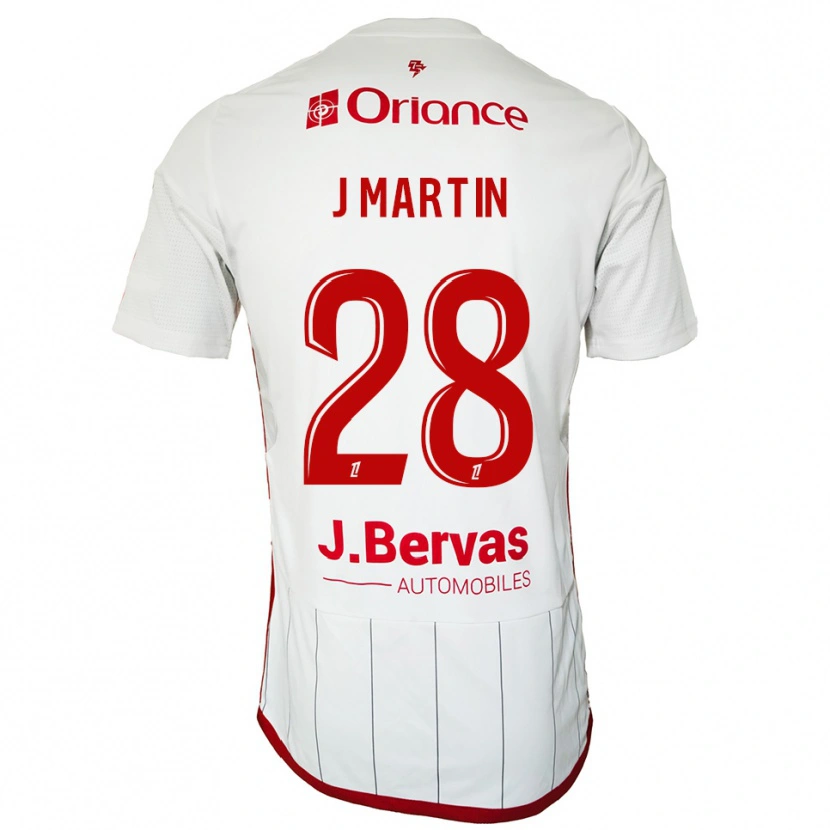 Danxen Enfant Maillot Jonas Martin #28 Blanc Rouge Tenues Extérieur 2025/26 T-Shirt