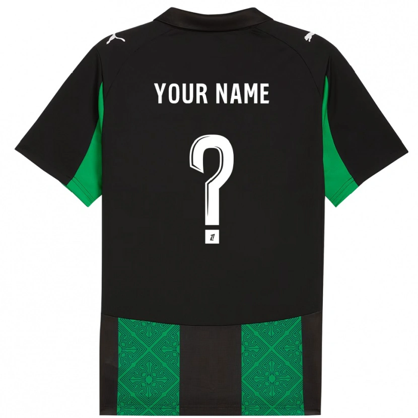 Danxen Enfant Maillot Votre Nom #0 Noir Vert Tenues Extérieur 2025/26 T-Shirt