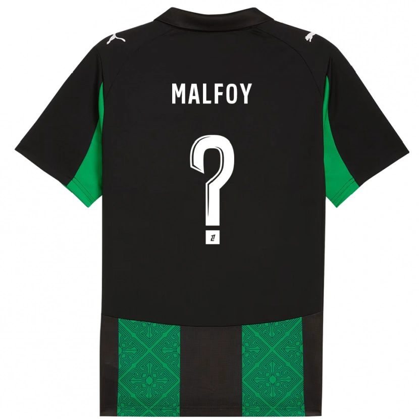 Danxen Enfant Maillot Lucas Malfoy #0 Noir Vert Tenues Extérieur 2025/26 T-Shirt