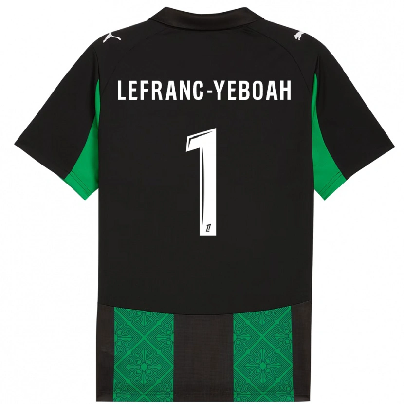 Danxen Enfant Maillot Daïvy Lefranc-Yeboah #1 Noir Vert Tenues Extérieur 2025/26 T-Shirt
