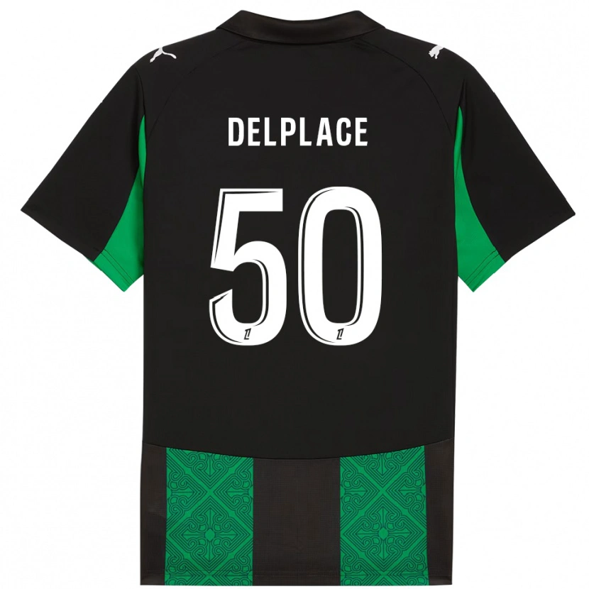 Danxen Enfant Maillot Adam Delplace #50 Noir Vert Tenues Extérieur 2025/26 T-Shirt