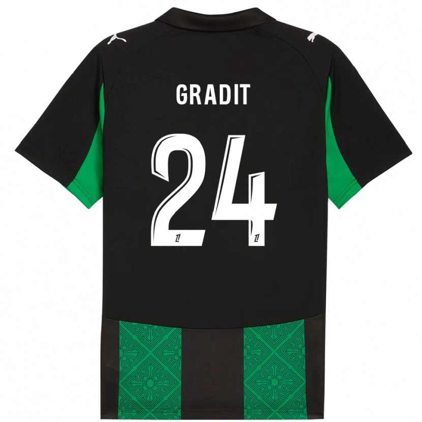 Danxen Enfant Maillot Jonathan Gradit #24 Noir Vert Tenues Extérieur 2025/26 T-Shirt