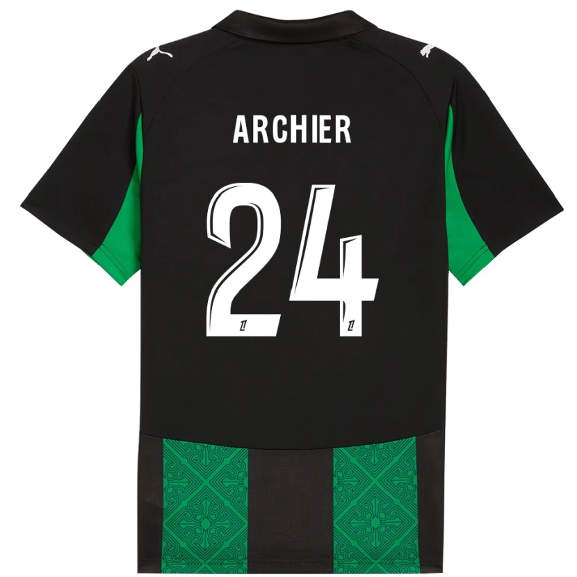 Danxen Enfant Maillot Louann Archier #24 Noir Vert Tenues Extérieur 2025/26 T-Shirt
