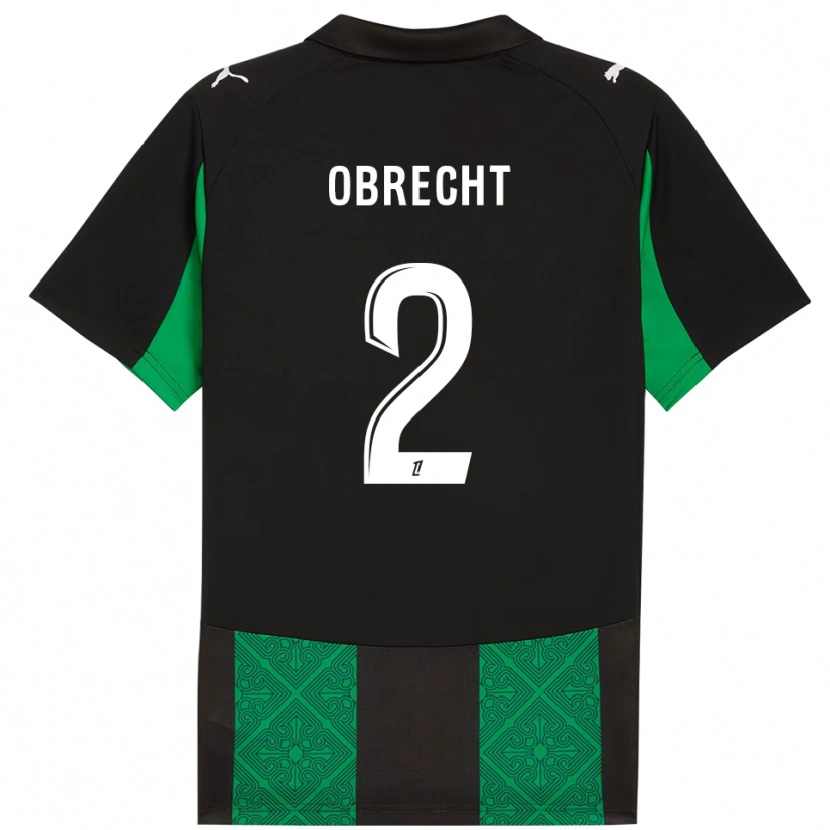 Danxen Enfant Maillot Laura Obrecht #2 Noir Vert Tenues Extérieur 2025/26 T-Shirt