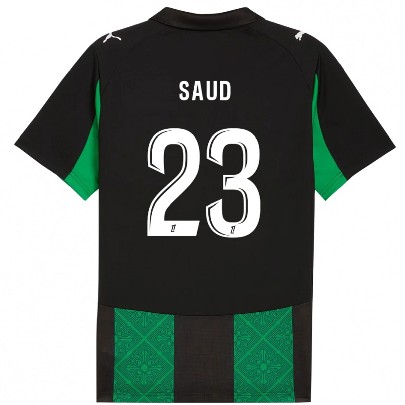 Danxen Enfant Maillot Saud Abdulhamid #23 Noir Vert Tenues Extérieur 2025/26 T-Shirt