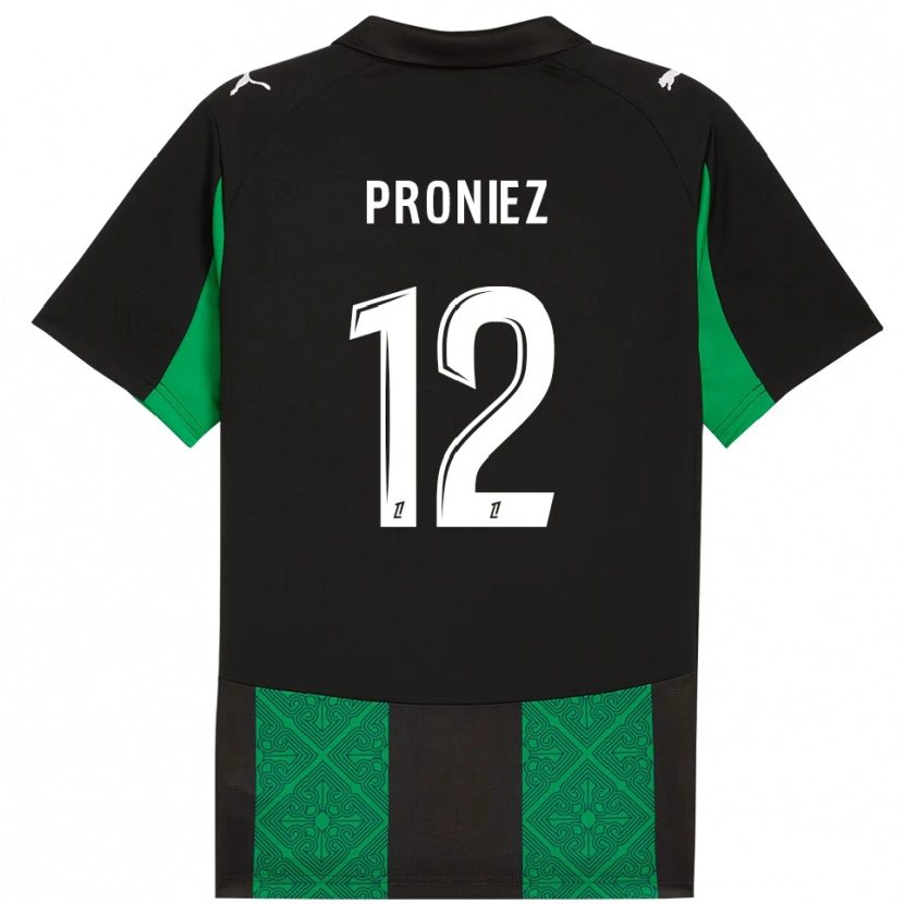 Danxen Enfant Maillot Fany Proniez #12 Noir Vert Tenues Extérieur 2025/26 T-Shirt