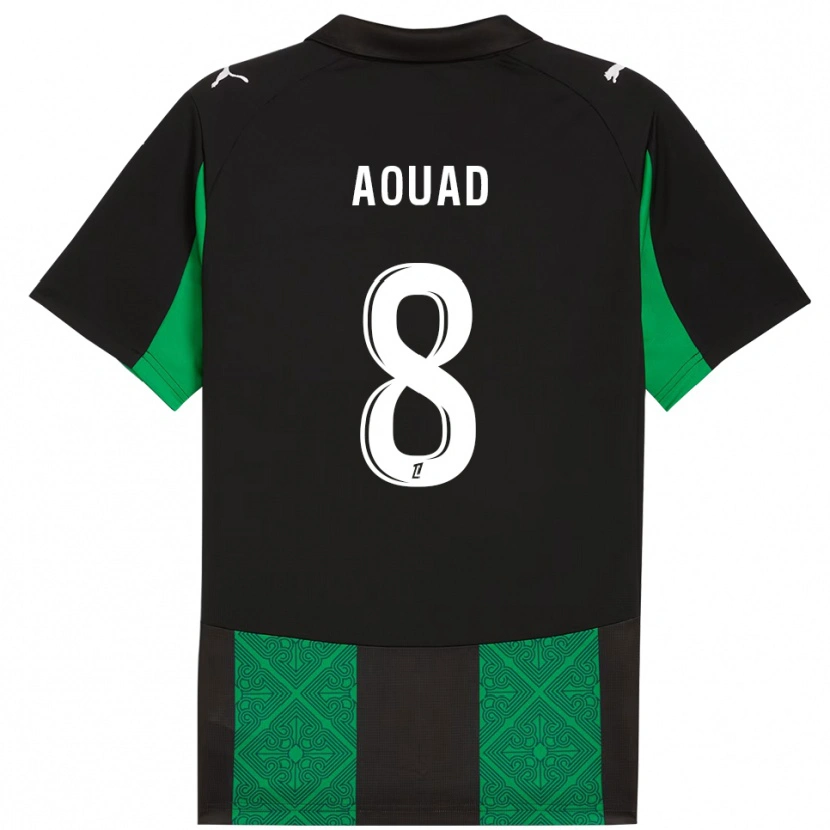 Danxen Enfant Maillot Ismaël Aouad #8 Noir Vert Tenues Extérieur 2025/26 T-Shirt